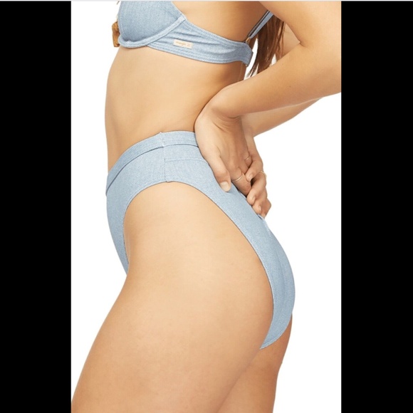 NWT Billabong x Wrangler‎ [ Large ] Down Denim High Waist Bikini Bottoms - Picture 2 of 12